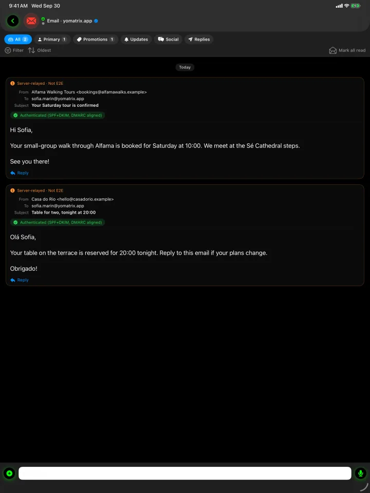 Email thread on iPad