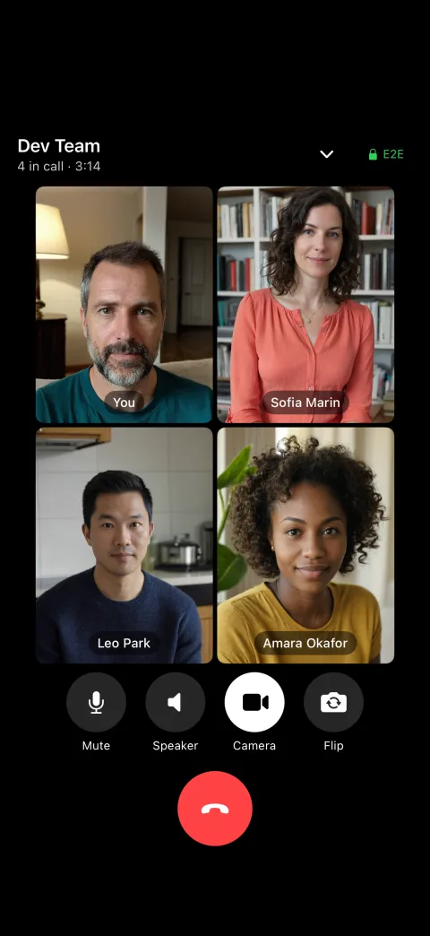 Group video call with four people