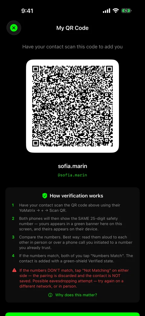 Your QR code and @username
